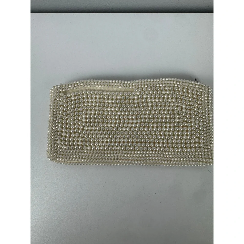 Vtg Faux Pearl Beaded Clutch Purse Coquette Old‎ Money Bridal Y2K Made Japan